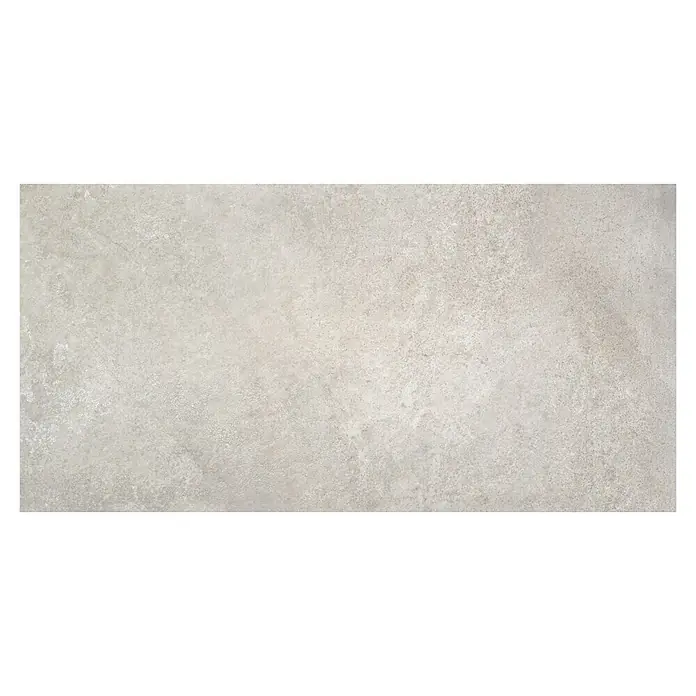 BHS Showroom Pavimento porcelánico Lorraine - 120 x 60 cm, Gris, Rectificado - Primer plano de una sola baldosa de suelo rectangular gris con una superficie mate y ligeramente texturizada.