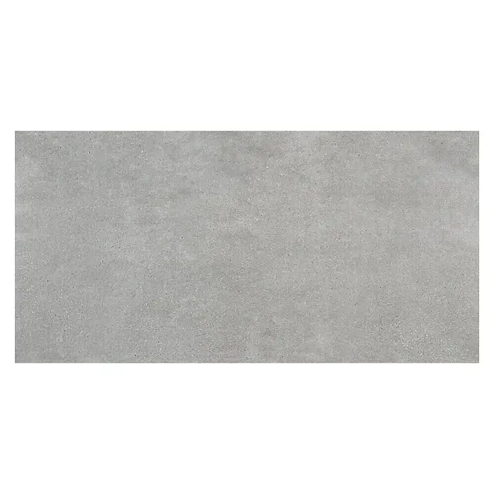 BHS Showroom Pavimento porcelánico Claire - 120 x 60 cm, Cemento, Rectificado - Primer plano de una moderna baldosa de hormigón gris con textura sutil, ideal para interiores minimalistas.