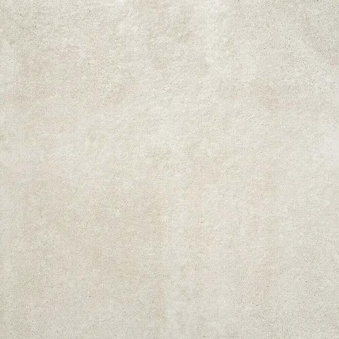 BHS Showroom Pavimento porcelánico Claire - 100 x 100 cm, Arena, Rectificado - Imagen de una baldosa de hormigón clara, que ofrece una estética minimalista y moderna para espacios interiores. La superficie es mate y ligeramente texturizada.