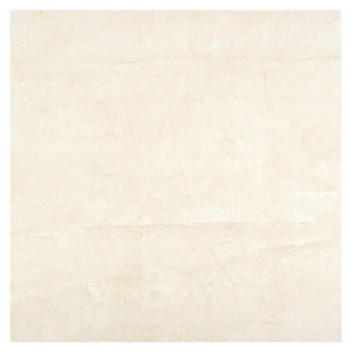 BHS Showroom Pavimento porcelánico Talo - 75 x 75 cm, Blanco, Rectificado - Patrón de baldosa de mármol beige claro con sutiles vetas y textura natural, ideal para diseños de superficie elegantes.