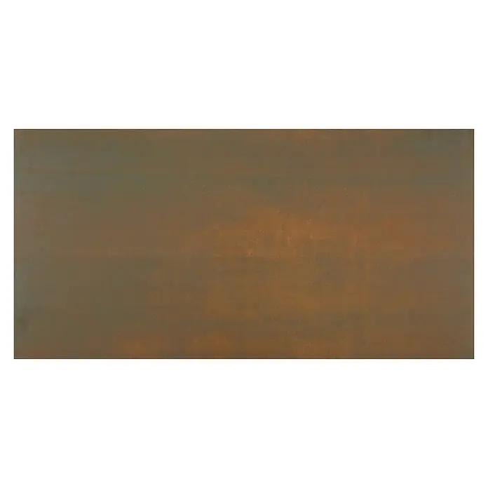 BHS Showroom Pavimento porcelánico Steel - 120 x 60 cm, Cobre, Rectificado - Primer plano de una superficie rectangular marrón metálica. Ideal como fondo para texturas o presentaciones de productos.