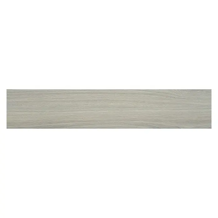 BHS Showroom Pavimento porcelánico Ninsba - 120 x 23 cm, Gris, Rectificado - Baldosa de gres porcelánico imitación madera gris, con detalles de grano fino, ideal para interiores modernos y un pavimento elegante.