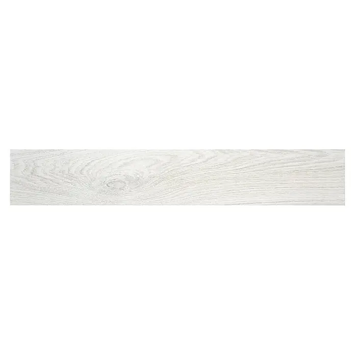 BHS Showroom Pavimento porcelánico Ninsba - 90 x 15 cm, Blanco, Rectificado - Patrón de madera clara para diseño moderno. El panel con aspecto de madera con veta añade un toque elegante a cualquier habitación y es versátil.
