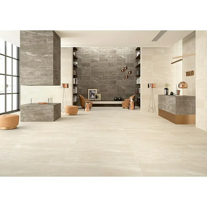 BHS Showroom Pavimento porcelánico Talo - 120 x 60 cm, Ivory, Rectificado - Elegantes baldosas en el diseño de la habitación. Las baldosas para suelos de alta calidad son un verdadero reclamo y dan a la habitación un toque de lujo.