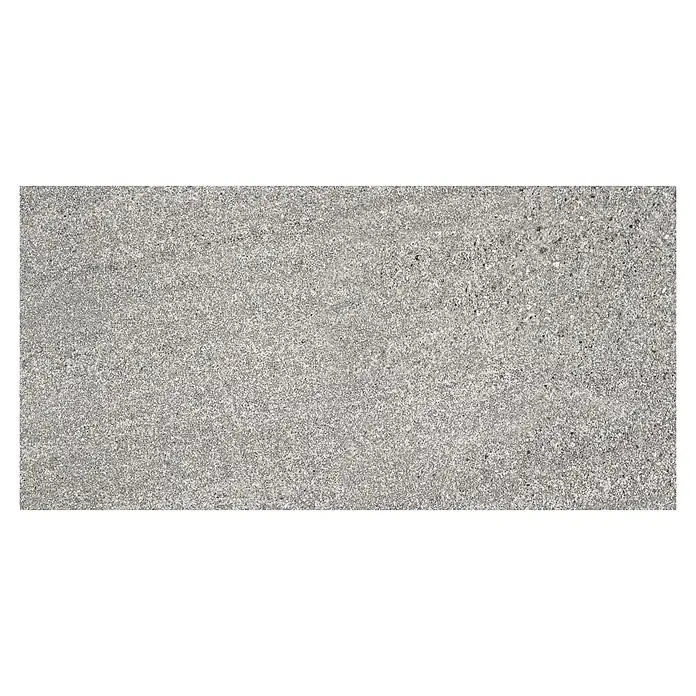 BHS Showroom Pavimento porcelánico Carleen - 75 x 37 cm, Gris, Rectificado - Baldosa de porcelana gris con textura moteada, ideal para espacios modernos interiores y exteriores.