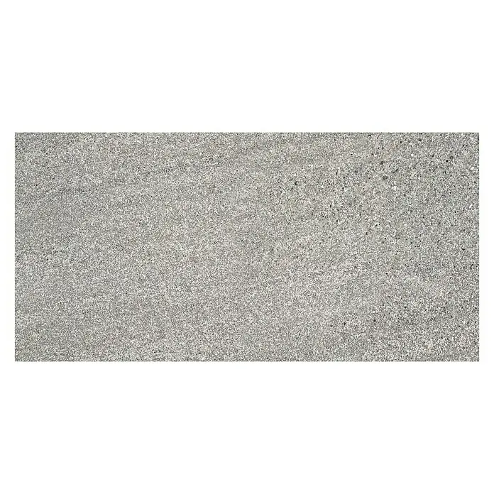 BHS Showroom Pavimento porcelánico Carleen - 75 x 37 cm, Gris, Rectificado - Baldosa de porcelana gris con textura moteada, ideal para espacios modernos interiores y exteriores.