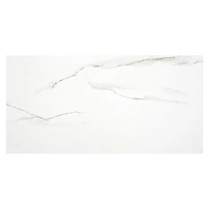 BHS Showroom Pavimento porcelánico Syros - 120 x 60 cm, Blanco, Rectificado - Baldosa de mármol blanco de gran formato con finas vetas grises para interiores elegantes, que combinan luminosidad y estilo.