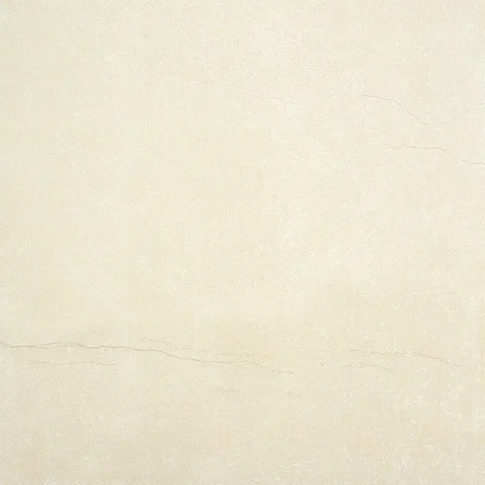 BHS Showroom Pavimento porcelánico Newlyn - 60 x 60 cm, Almond, Rectificado - Primer plano de una elegante baldosa de gres beige claro con sutiles vetas, ideal para suelos sofisticados.