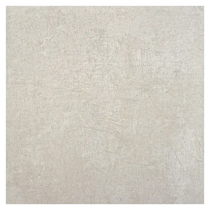 BHS Showroom Pavimento porcelánico Lorraine - 60 x 60 cm, Gris, Rectificado - Primer plano de una baldosa de cemento gris claro con textura sutil, ideal para diseños de suelos y paredes modernos que buscan un toque industrial.