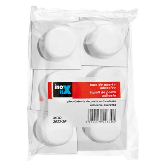 Inofix Tope de puerta 2023 6 uds. - Plástico, Blanco - Tope de puerta adhesivo Ino Fix, ideal para proteger paredes y muebles de golpes de puerta.