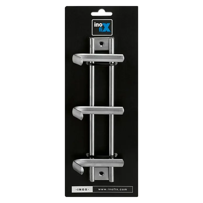 Inofix Perchero 3716 - L x An x Al: 220 x 76 x 54 mm, Acero inoxidable, Plateado - Toallero Inoxfix, acero inoxidable cepillado, mural para baño, diseño moderno.