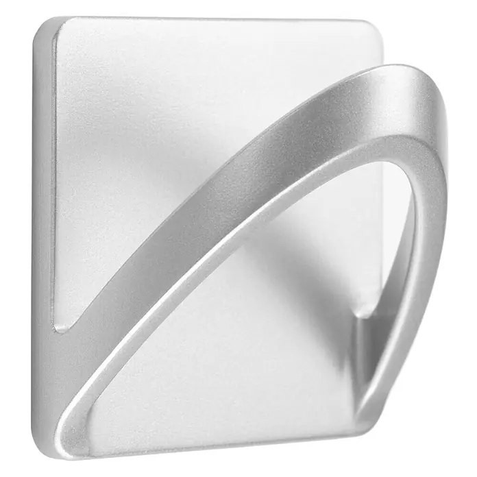 Inofix Colgador adhesivo 2190 - L x An x Al: 65 x 45 x 65 mm, Plástico, Cromo - Gancho de pared plateado autoadhesivo para sujetar objetos en el hogar o la oficina.