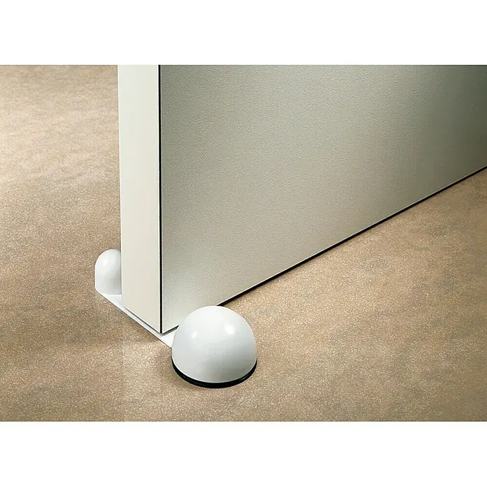Inofix Tope de puerta retenedor 2035 - Plástico, Beige, 4 ud. - Un par de elegantes topes de puerta de metal blanco que se funden perfectamente con el suelo, manteniendo la puerta abierta con estilo.