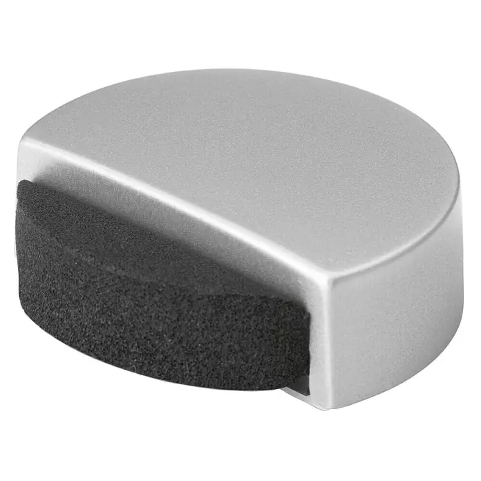 Inofix Tope de puerta 2027 6 uds. - Plástico, Cromo - Tope de puerta semicircular con metal plateado y espuma negra para uso en diversas superficies de suelo.