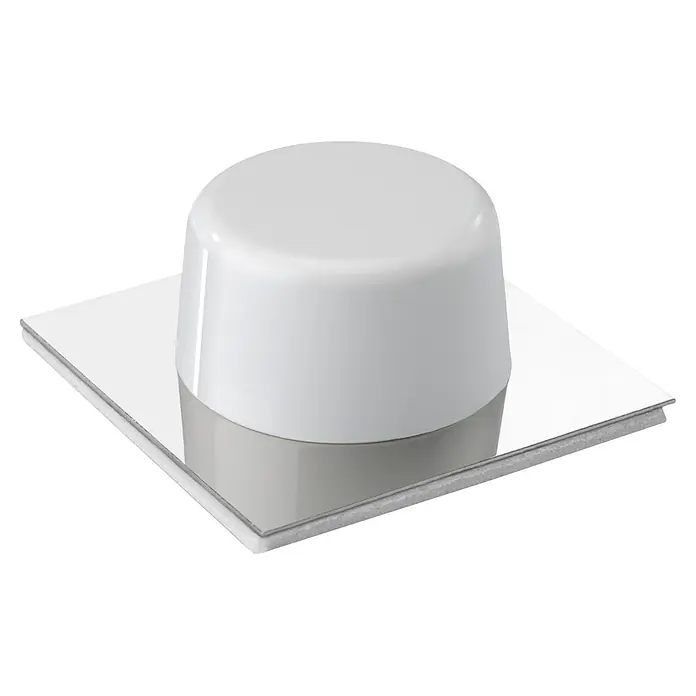 Inofix Tope de puerta 2023 6 uds. - Plástico, Blanco - Un primer plano de un tope de puerta blanco con una base cuadrada y espejada, aislado sobre blanco.