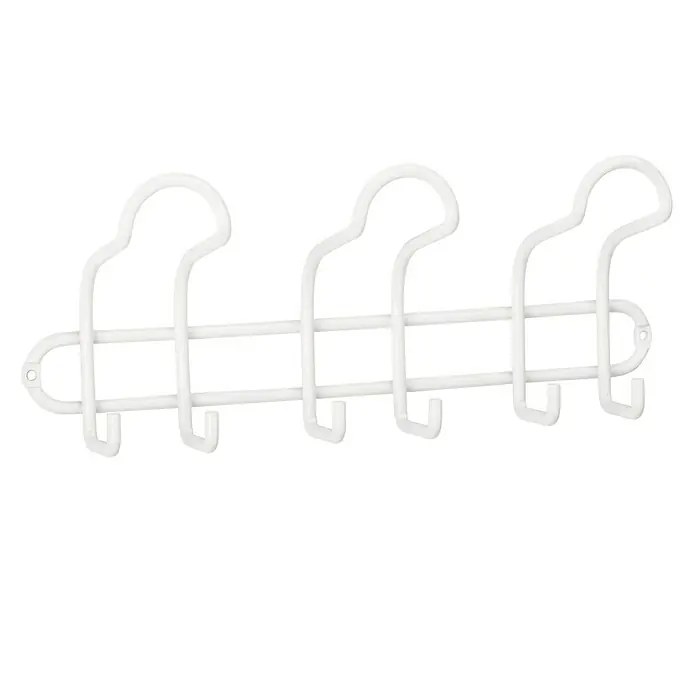 Inofix Perchero 3719 - L x An x Al: 310 x 84 x 130 mm, Acero, Blanco - Perchero de pared blanco con tres ganchos para colgar chaquetas, abrigos u otras prendas en el recibidor o el dormitorio.