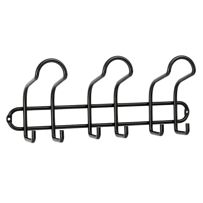 Inofix Perchero 3719 - L x An x Al: 310 x 84 x 130 mm, Acero, Negro - Perchero de pared negro con tres ganchos para sombreros y gorras, hecho de metal con una construcción robusta.