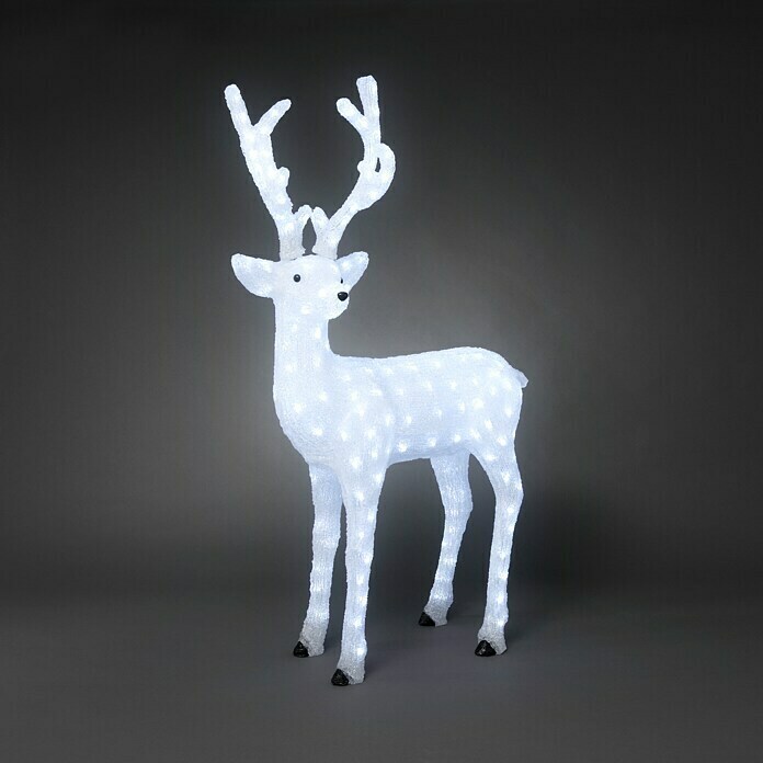 Konstsmide LED-Weihnachtsdekoleuchte Acryl-Rentier (30 x 80 x 130 cm, Weiß, Netzbetrieben, LED) | BAUHAUS