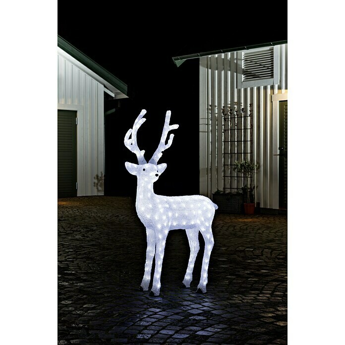Konstsmide LED-Weihnachtsdekoleuchte Acryl-Rentier (30 x 80 x 130 cm, Weiß, Netzbetrieben, LED) | BAUHAUS