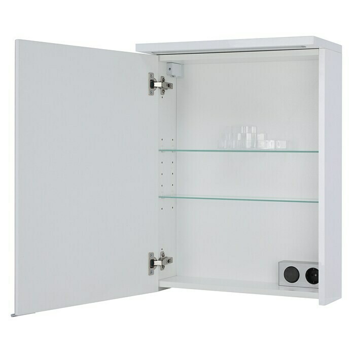 Riva LED-Spiegelschrank LindaB x H: 50 x 67,2 cm, Mit Beleuchtung, Spanplatte, Weiß Front View