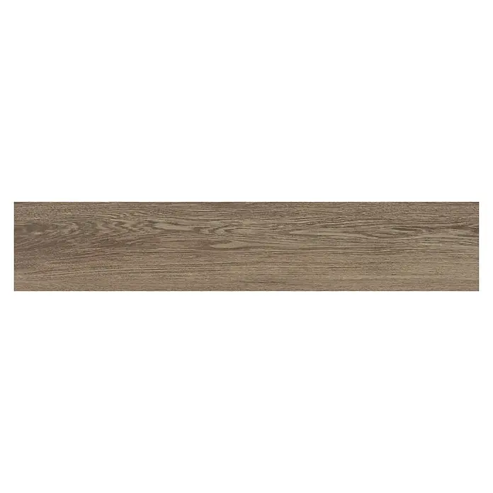 BHS Showroom Pavimento porcelánico Ninsba - 120 x 23 cm, Marrón, Rectificado - Suelo con textura de madera en tonos marrones cálidos, perfecto para un ambiente acogedor. El aspecto natural añade un toque confortable a cualquier habitación.