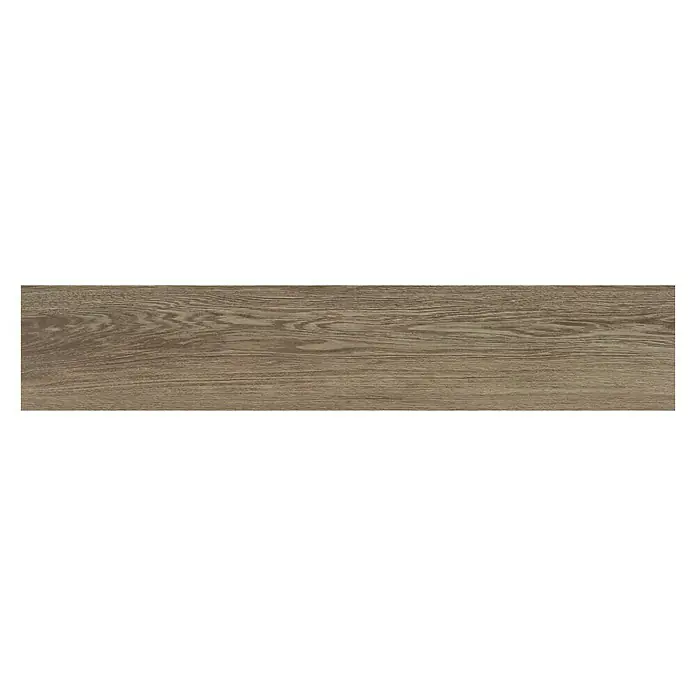 BHS Showroom Pavimento porcelánico Ninsba - 120 x 23 cm, Marrón, Rectificado - Suelo con textura de madera en tonos marrones cálidos, perfecto para un ambiente acogedor. El aspecto natural añade un toque confortable a cualquier habitación.