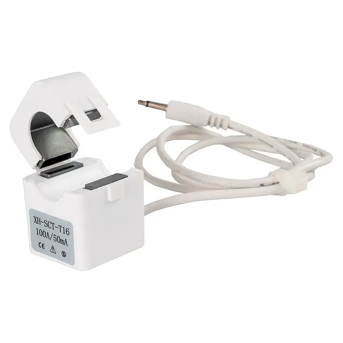 Pinzas para instalaciones eléctricas Wibeee - Grande - Transformador de corriente XH-SCT-T16 100A/50mA con cable y conector. Medición precisa de corriente AC para gestión energética.
