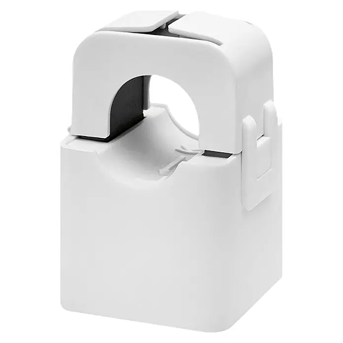 Pinzas para instalaciones eléctricas Wibeee - Grande - Transformador de corriente blanco con apertura para medir el flujo de corriente en un cable. Diseño compacto para medidas precisas.