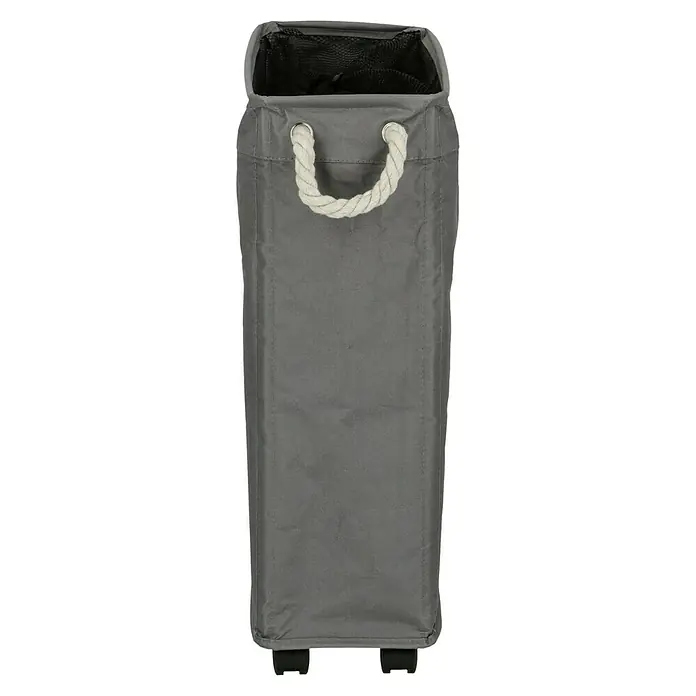 Venus Wäschesammler Cool Grey - 19 x 40 x 60 cm, Grau, 4 Rollen - Grauer Wäschekorb auf Rollen mit Seilgriffen für einfachen Transport. Der Wäschesammler ist praktisch und platzsparend.