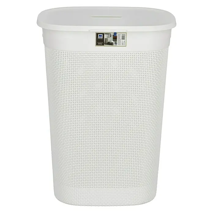 Curver Wäschesammler Filo - L x B x H: 35 x 44 x 61 cm, Weiß - Ein weißer Wäschekorb mit Deckel, ideal für jedes Badezimmer oder Waschküche. Das Produkt bietet stilvolle Aufbewahrung für Schmutzwäsche.