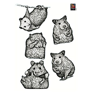 Adhesivos decorativos (Ratones, Blanco/Negro)