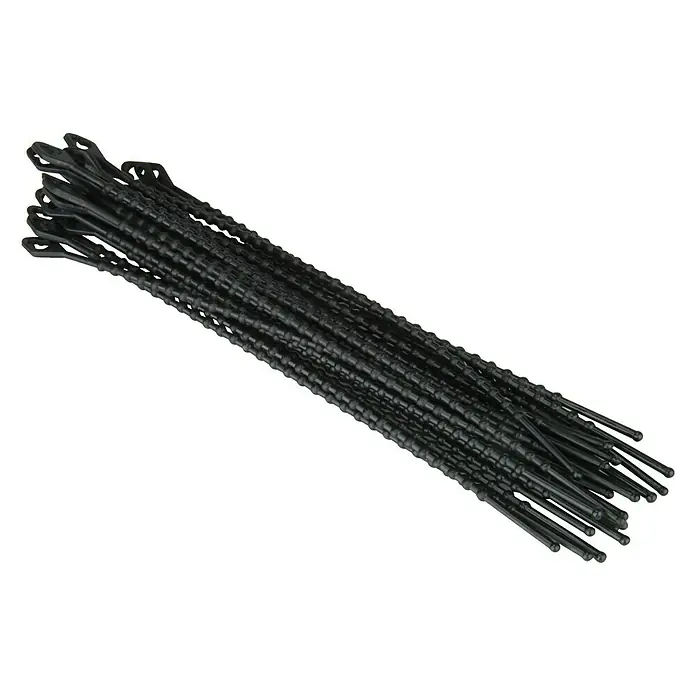 Voltomat Knotenbinder - Schwarz, 25 Stk., 180 mm - Aufnahme von wiederverwendbaren, flexiblen, schwarzen Gartenbindern, ideal um Pflanzen sicher und schonend im Garten zu befestigen.