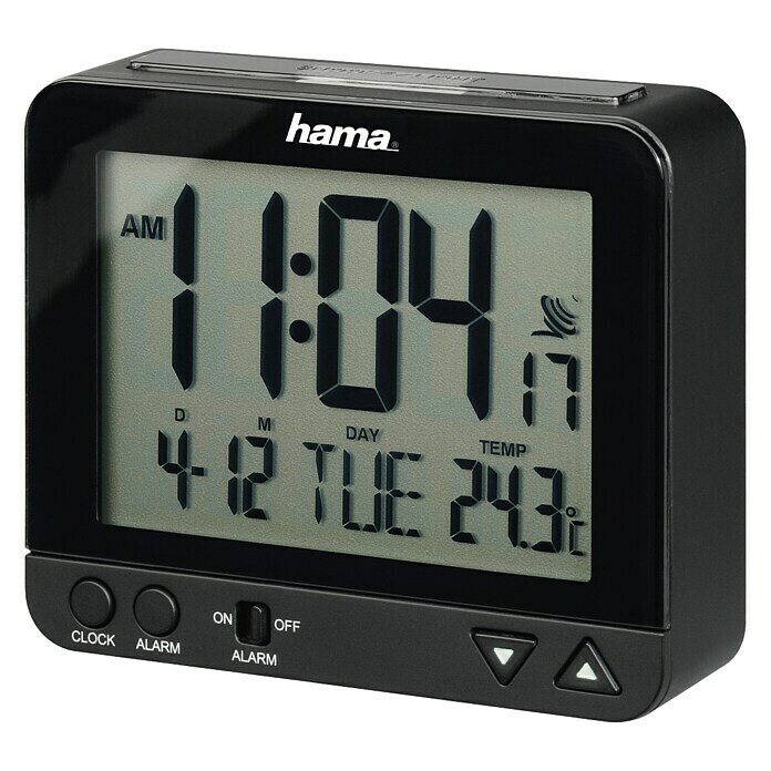 Hama Funkwecker RC 550Digitales Display, Batteriebetrieben, Schwarz, 9,5 x 2,5 x 8 cm Front View