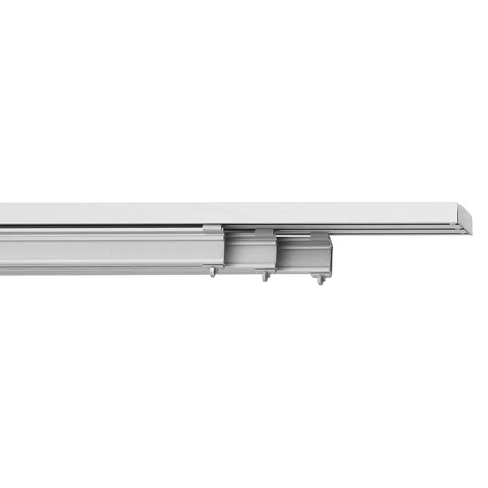 Flächenvorhangschiene - Anzahl Läufe: 3 Stk., Silber, 260 cm - Weiße Gardinenschiene mit Trägern für eine einfache und elegante Fensterdekoration. Stilvoll und funktional.
