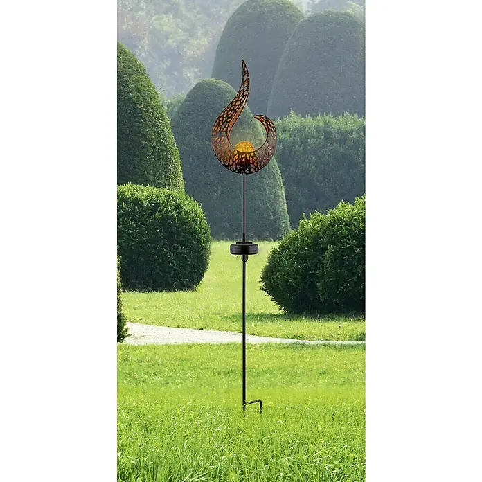 Globo Solar-Dekoleuchte - L x B x H: 16,5 x 6,5 x 90 cm, Schwarz, IP44 - Diese Solarleuchte in Flammenform mit einer Kugel ist ein tolles Deko-Element für Ihren Garten. Die Lampe ist wetterfest und einfach zu installieren.