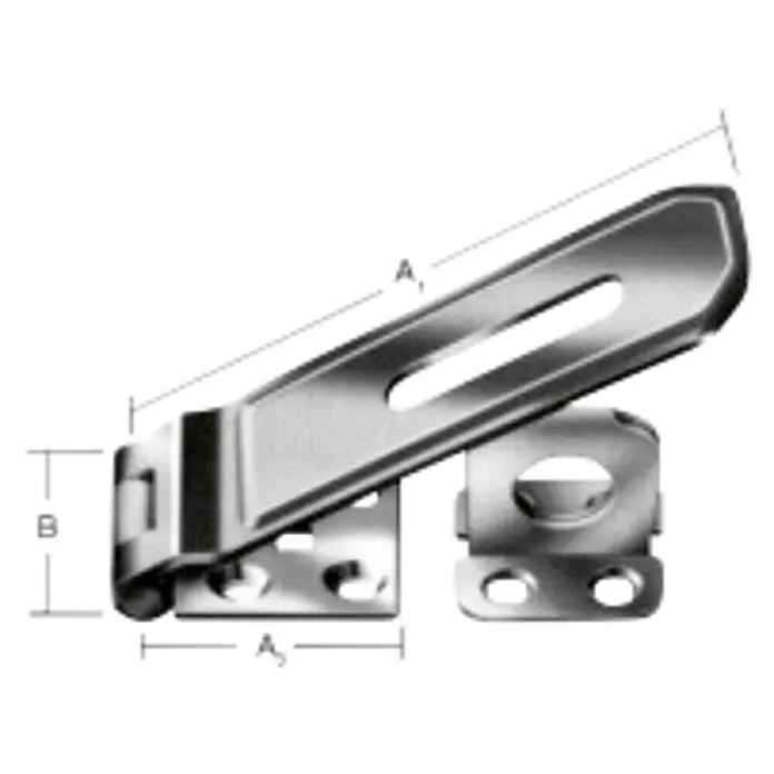 Stabilit Portacandados - 200 x 50 mm, Zincado - Un pestillo plateado de grado industrial con orificios de montaje para una instalación segura. Ideal para armarios y equipos.