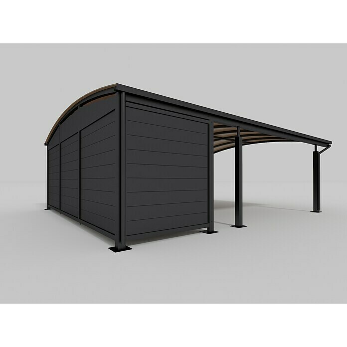 Abson Calux Gerätehaus für DoppelcarportL x B x H: 565 x 180 x 220 cm, Wandstärke: 19 mm Left Side View