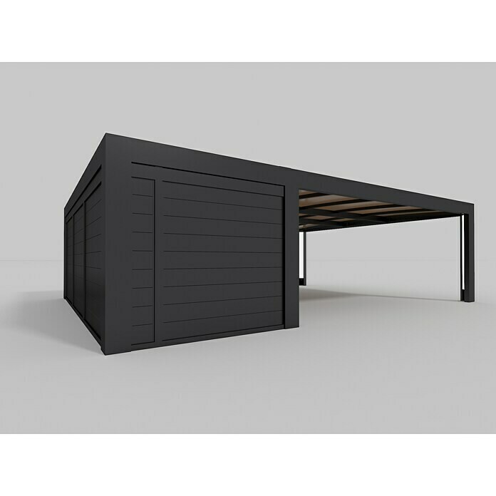 Abson Cubus GerätehausL x B x H: 580 x 230 x 270 cm, Wandstärke: 19 mm, Passend für: Abson Cubus Doppelcarport Right Side View