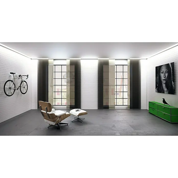 Expo Ambiente Flächenvorhang Basic - Beige, 100 % Polyester, B x H: 60 x 300 cm - Wohnzimmer mit modernem Design und stilvoller Einrichtung, inklusive Designermöbel und dekorativer Elemente.