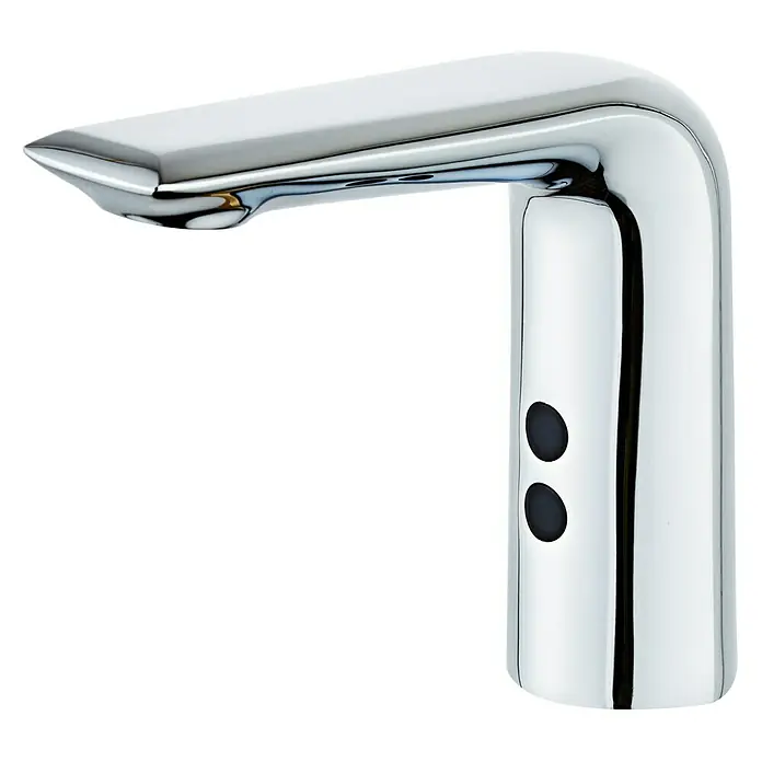 Cosmobath Grifo de lavabo Riverton - Cromo - Grifo cromado brillante sin contacto con un diseño elegante y sensores duales, ideal para baños o cocinas modernas.