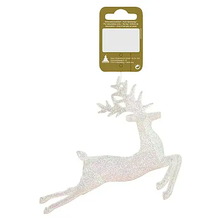 Christbaumschmuck Hirsch Glitter Weiß springend
