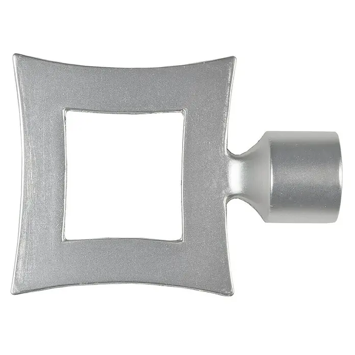 Tapa final Tendencias Marco - Plateado, 1 ud. - Remate de barra de cortina plateado con diseño cuadrado, ideal para la decoración moderna de ventanas y para diseñar espacios con estilo.