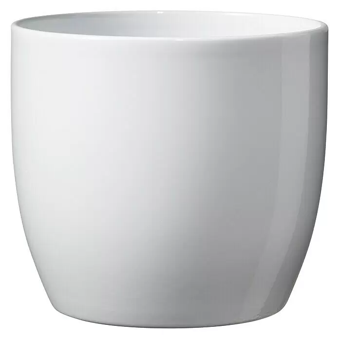 SK Übertopf rund Basel Full Colore - Außenmaß (Ø x H): 14 x 13 cm, Weiß, Keramik, Glänzend - Vorderansicht
