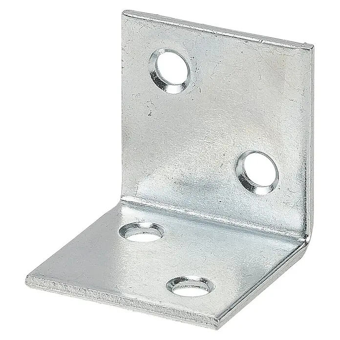 Stabilit Breitwinkel - L x B: 50 x 50 mm, Silber, Stahl - Verzinkter Stahl-L-Winkel mit vier Schraubenlöchern zur Eckverstärkung oder Montage.