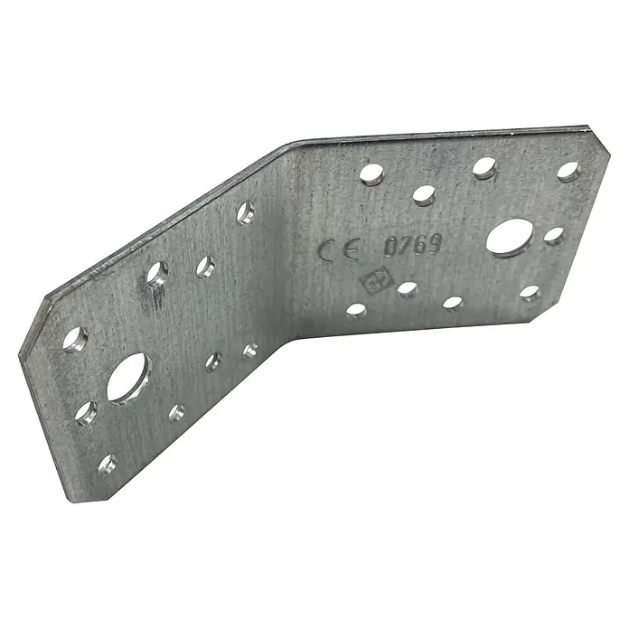 Stabilit Conector en ángulo - L x An: 70 x 70 mm, Acero - Un conector angular galvanizado con múltiples orificios para una fijación segura. Ideal para construcción y carpintería.