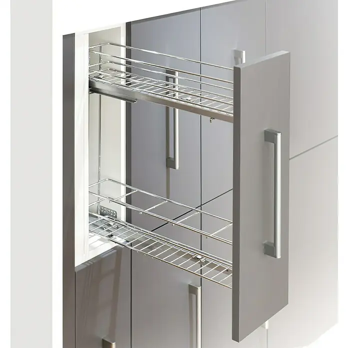 Estantería para botellas universal extraíble - L x An x Al: 470 x 48 x 470 mm - Armario de cocina con cestas de alambre extraíbles para un uso óptimo del espacio de almacenamiento. Solución práctica.