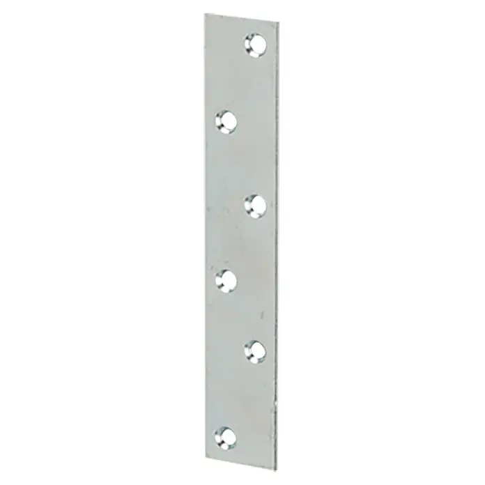 Stabilit Chapa de unión - L x An: 170 x 30 mm - Una placa metálica plana galvanizada con seis agujeros, un componente versátil para diversas aplicaciones de construcción.