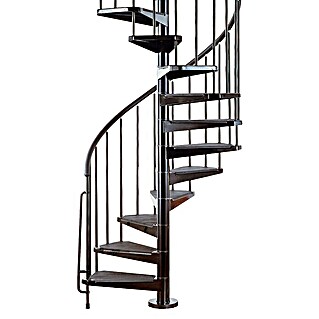 Fontanot Escalera de caracol Civik (Diámetro: 140 cm, Negro, Color peldaños: Negro, Altura de planta: 273 cm - 305 cm)