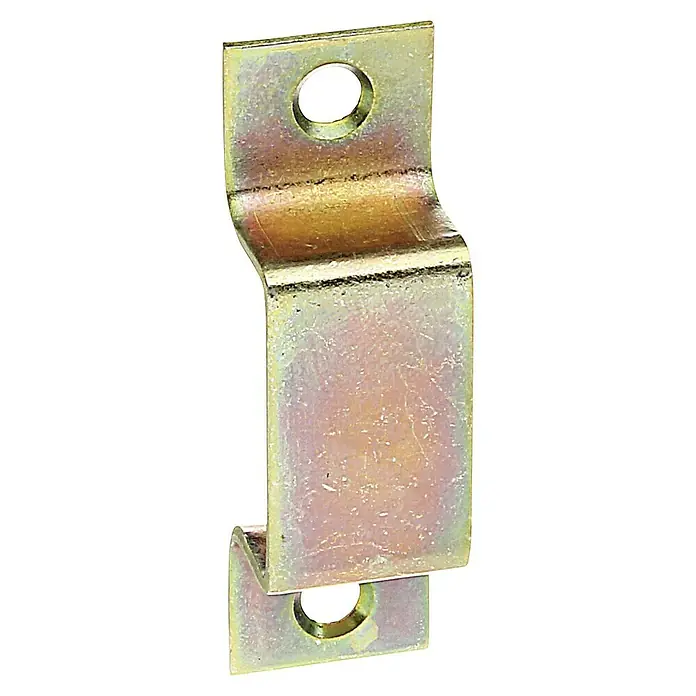 Stabilit Presilla - L x An: 25 x 12 mm, Acero - Abrazadera de tubo de zinc amarillo con dos agujeros para una fijación segura de tuberías y tubos. Ideal para instalaciones de fontanería y calefacción.
