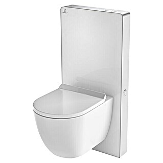 Camargue Módulo sanitario para taza de WC suspendida con sensor (Accionamiento del sensor, 10,8 x 48,3 x 100 cm, Frontal de vidrio, Blanco)